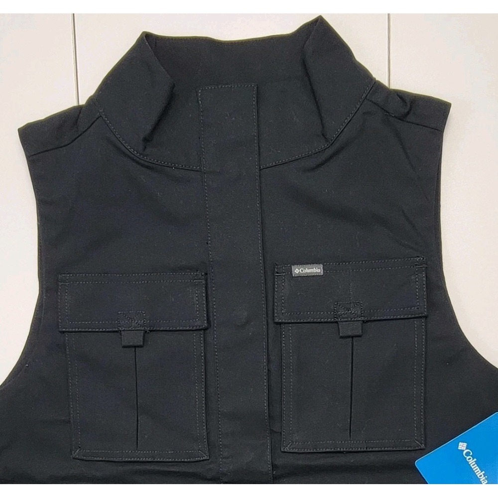 Columbia Brea Falls Vest Womens Size M Cotton Black Lined Plaid Button Front New - Picture 9 of 9